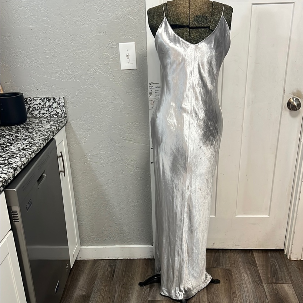 T By ALEXANDER  WANG METALLIC PANNE VELVET CAMI LONG DRESS SIZE SMALL NEW - Picture 3 of 16